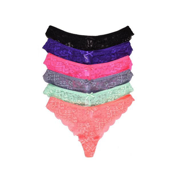 2 Pack Sexy Cheeky Back Lace Thong Panties 4