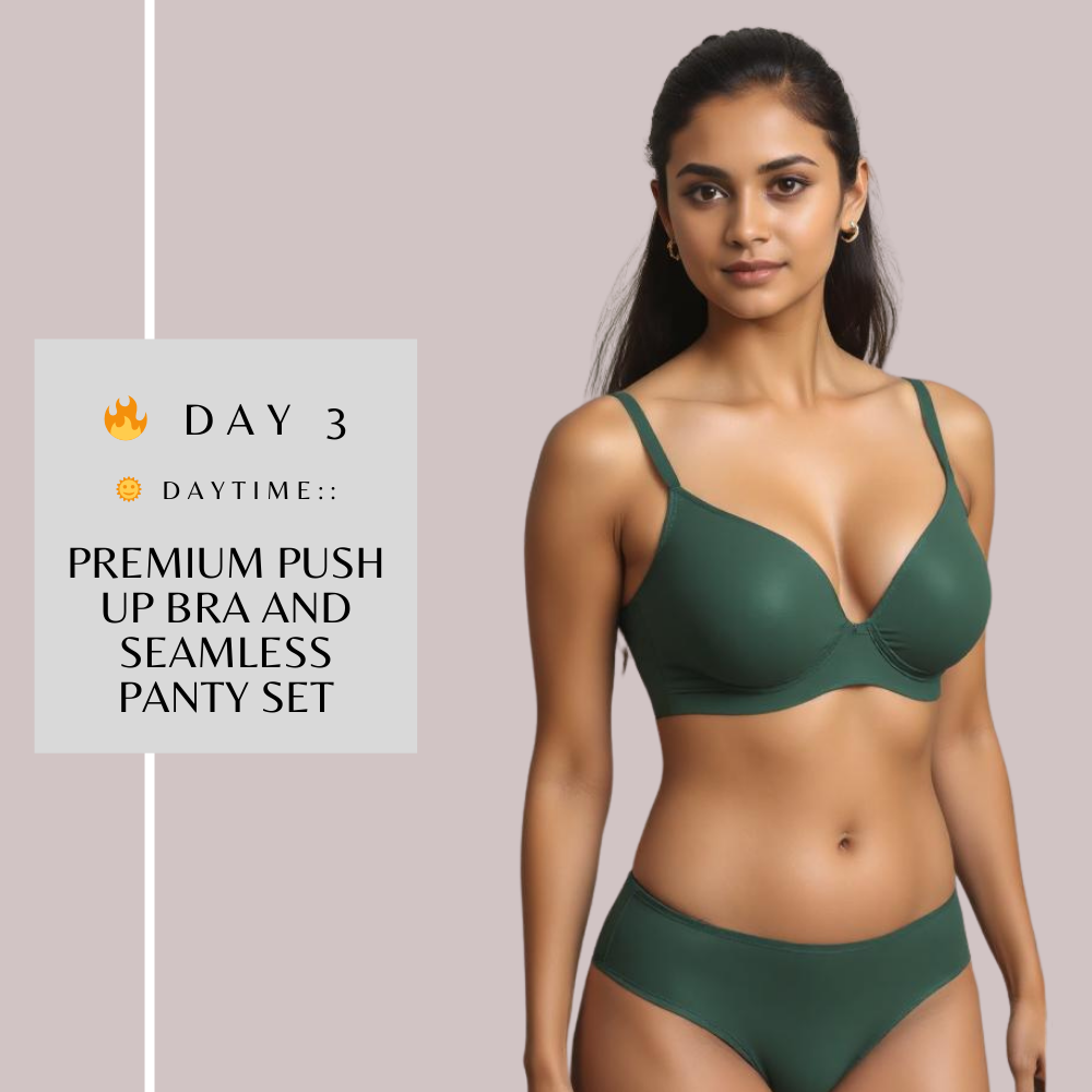 Green bra and panties set.