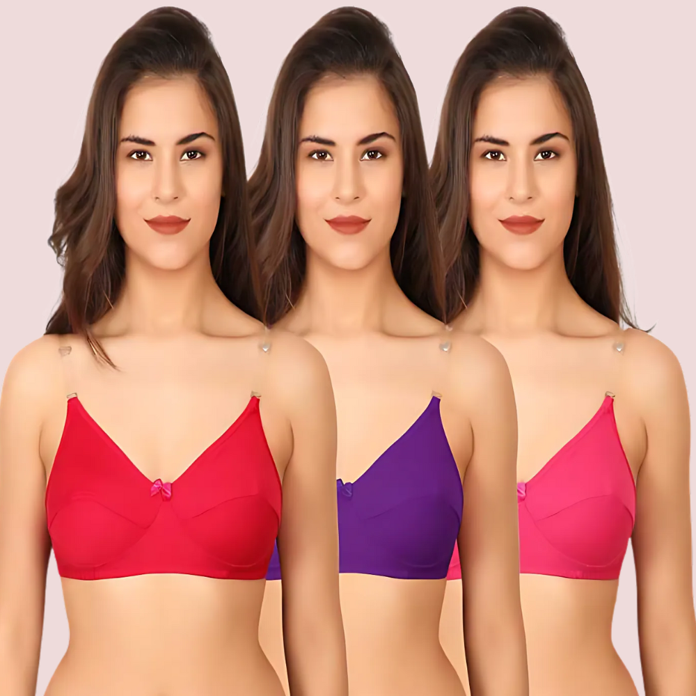 3 Pairs Clear Transparent Back Regular Bras3