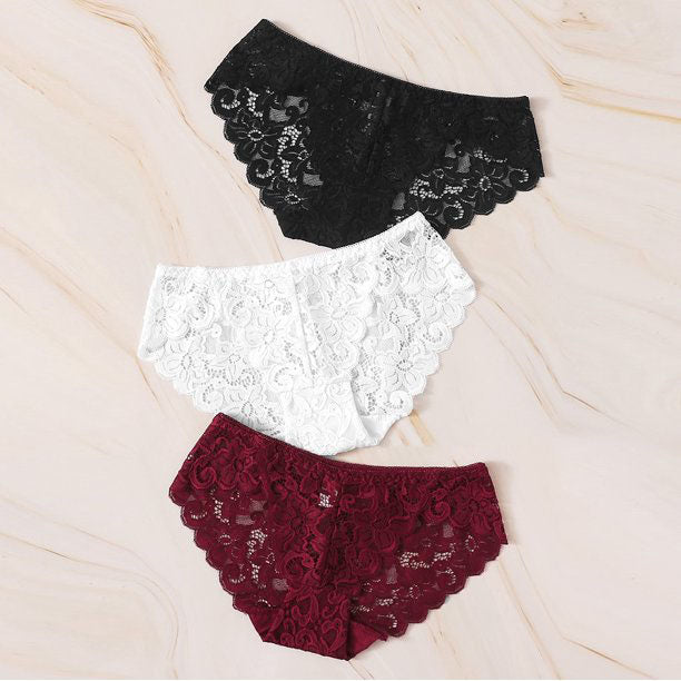 3 pack Lace Flowers hipster Panties 1