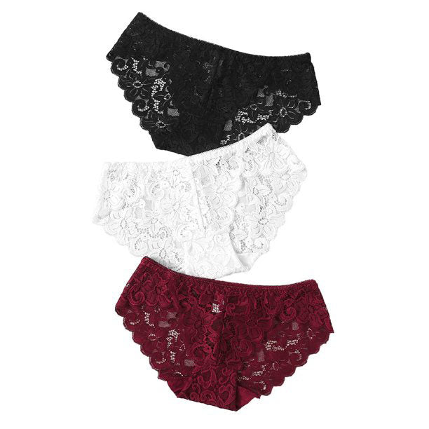 3 pack Lace Flowers hipster Panties 4