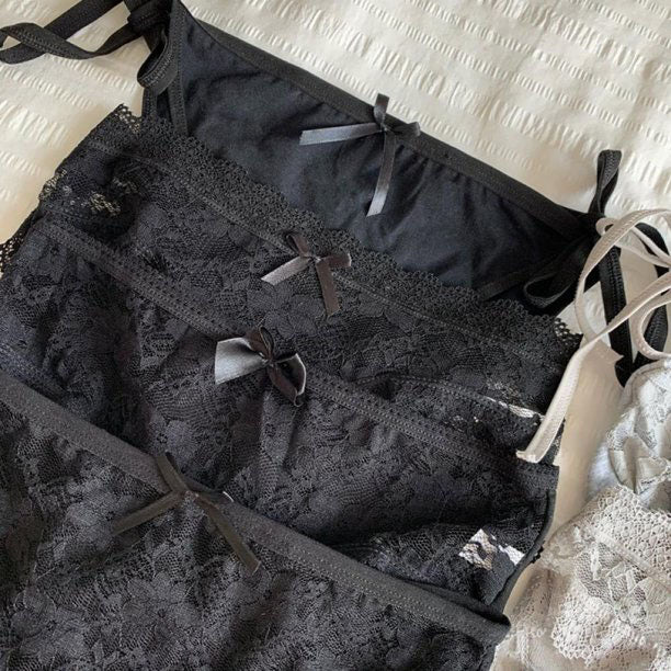 4 Pieces Black Sexy Lace Nylon Panties 2