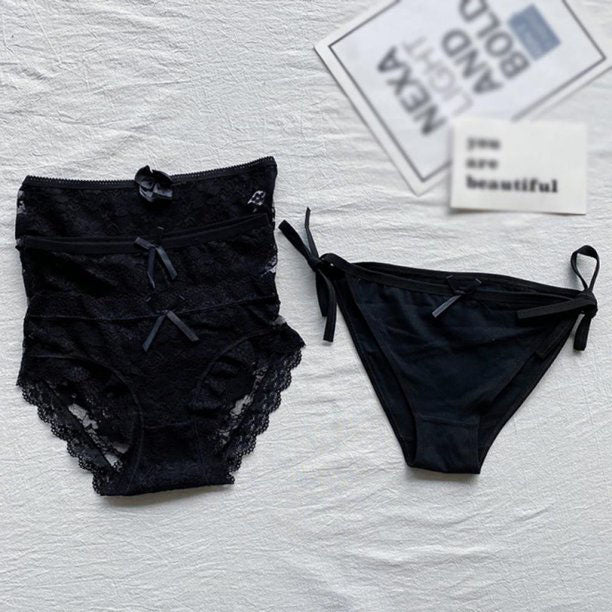 4 Pieces Black Sexy Lace Nylon Panties 4