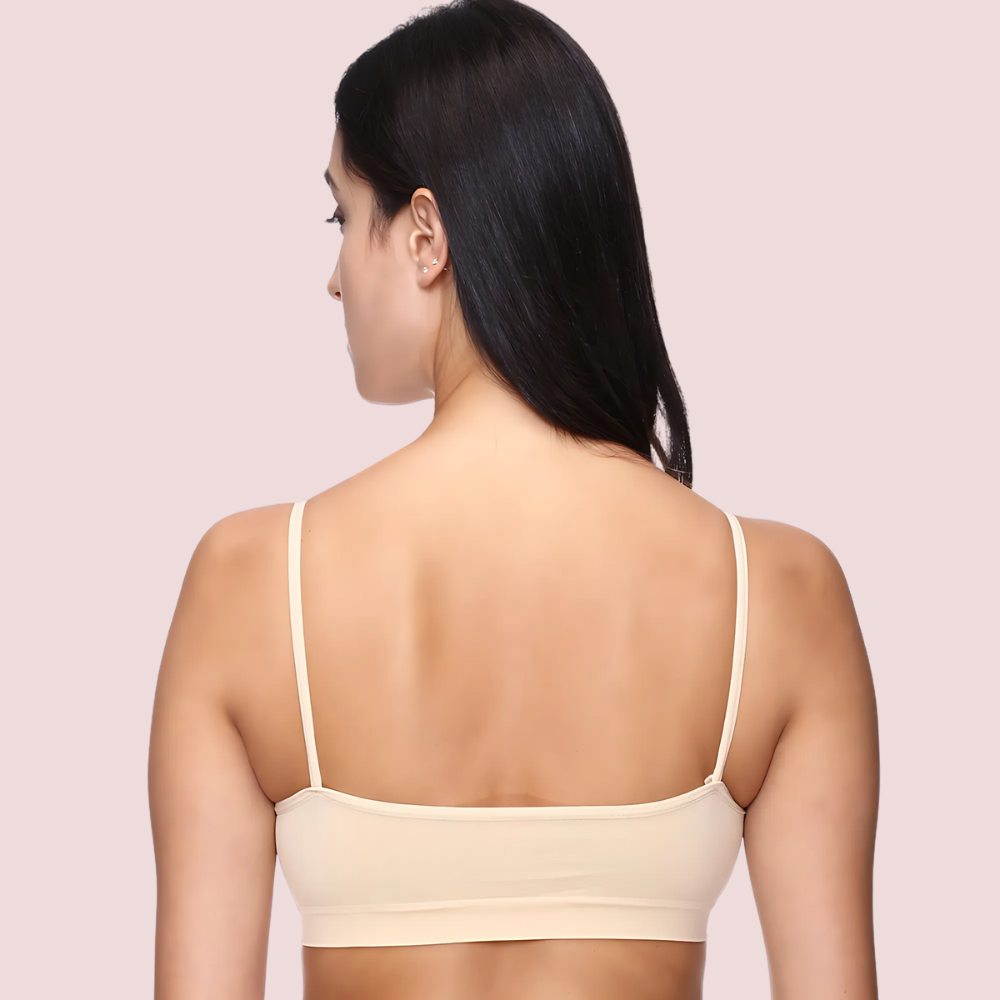 "Comfort" Beige Thin Straps Sports Bra1