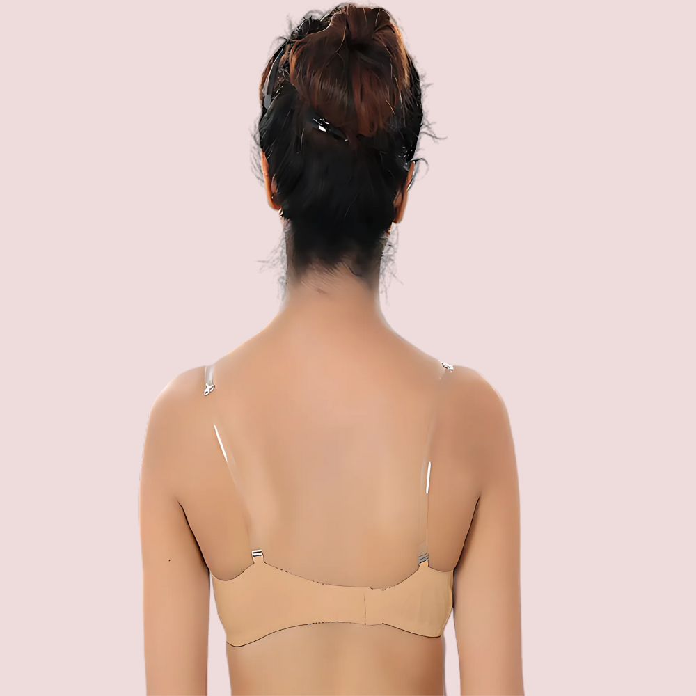 ♥Cool Creamy Transparent Strap Bra(Pk Of 2)1