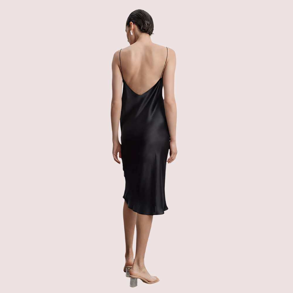Silk Slip V-Neck Cocktail Party Dress