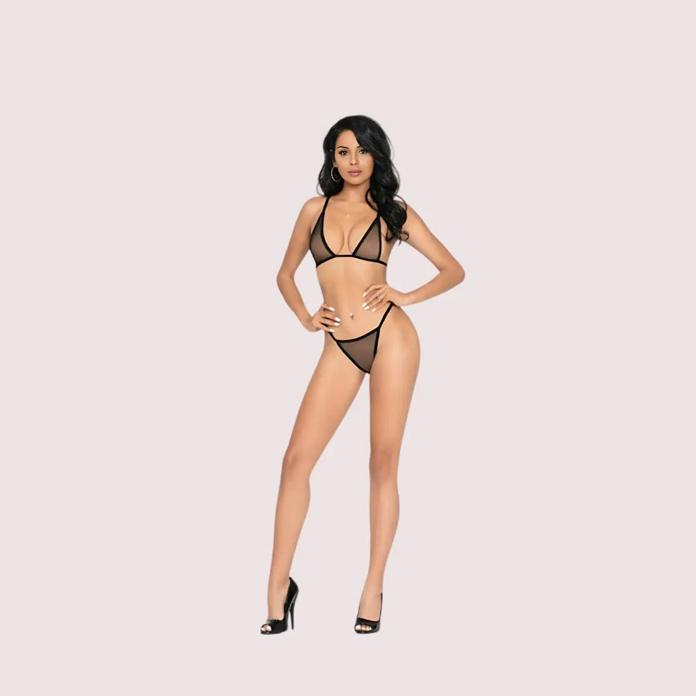 Very sexy see through micro bra and thong set1
