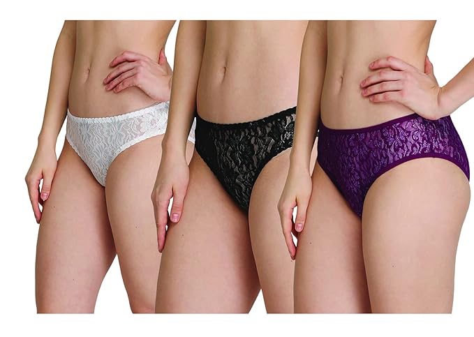Women's Low Waist Lace Panty Trio - Pack of 3 1